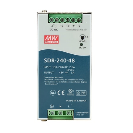 Black Box Din Rail Power Supply 240 Watts, 48 Vd SDR-240-48